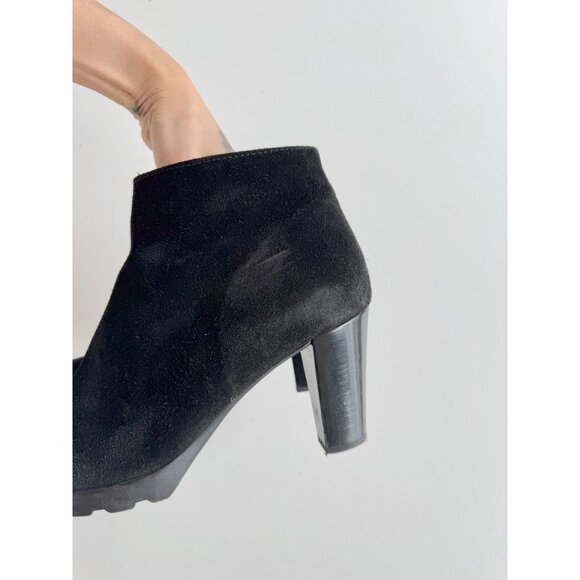 LA CANADIENNE Oliver Black Waterproof Suede Leather Booties Ankle Boots, Size 8 - Picture 8 of 14